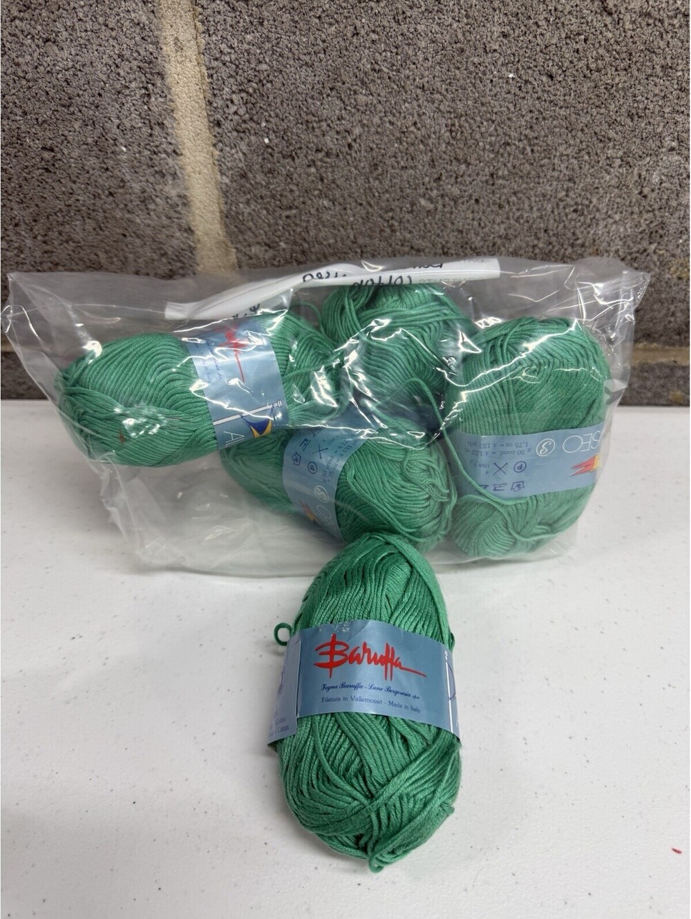 Lane Borgoseia Baruffa 100% Cotton Yarn Green 985- 5 Skein Lot
